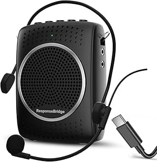 ResponseBridge Voice Amplifier for Teachers Personal Wired Microphone Headset - Loudly Rechargeable Portable Microphone with Speaker, 2000mAh Small Pa System with Headset Microphone Classroom ect S309