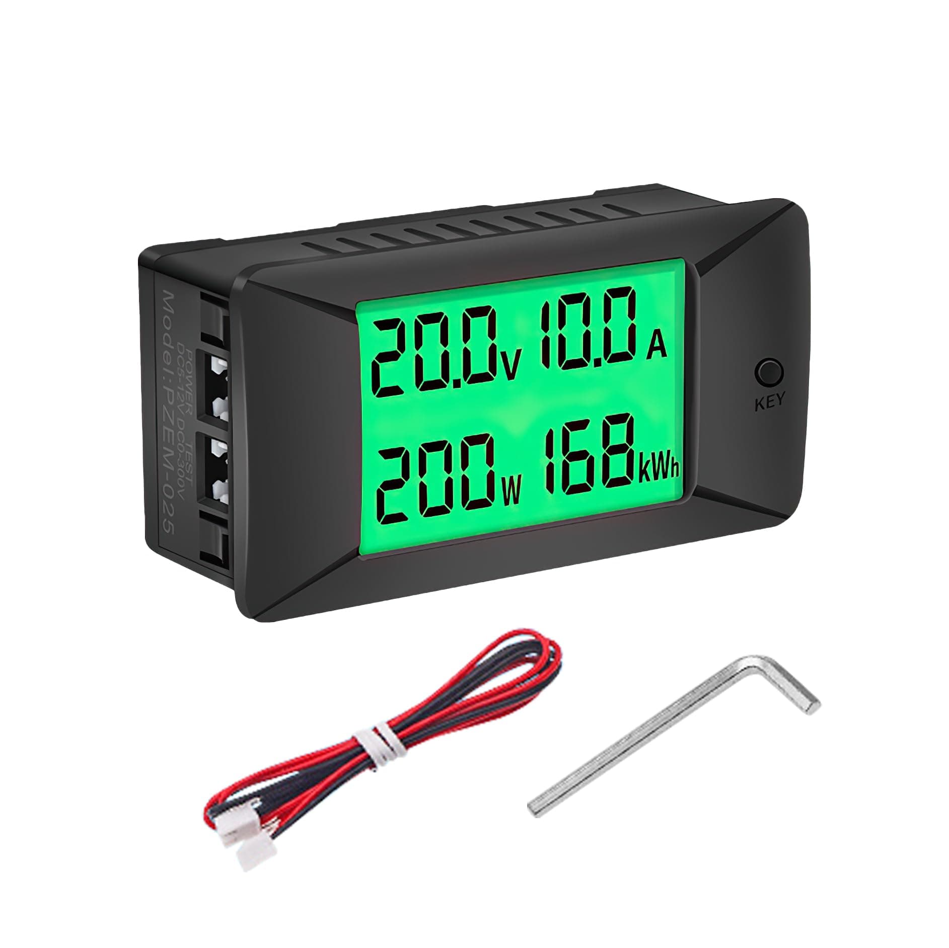 DEWIN Digital Ammeter Voltmeter, PZEM-025 DC Digital Ammeter Voltmeter Battery Tester 0~300A/300V Power Energy Watt Meter(50A)