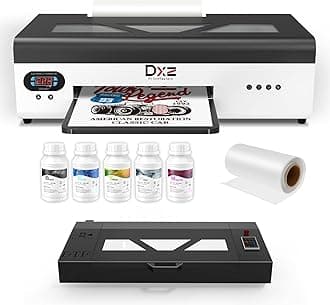 DXZ DTF Printer A3 L1800 Transfer Printing Machine T-Shirt Direct to Film with Dual White Ink System 2880 DPI for Diversed Fabrics,2-Year Ink Included(Printer+Oven)