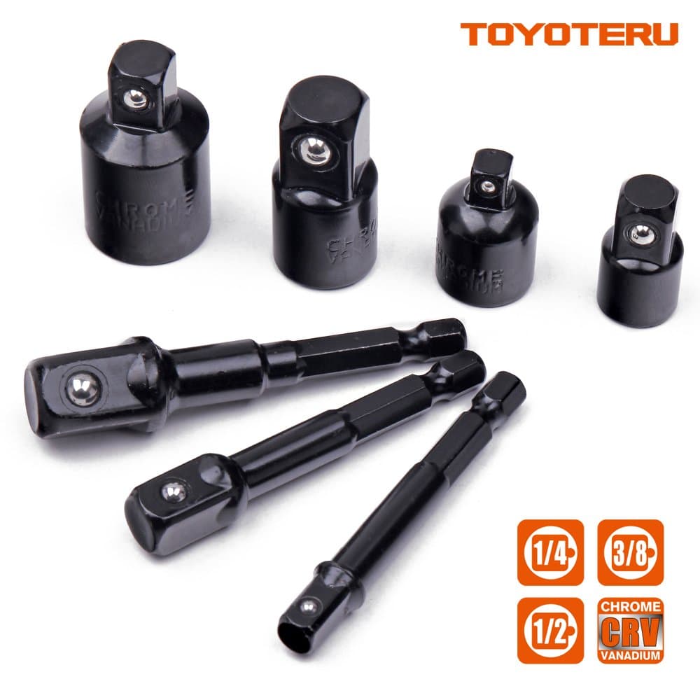 Socket Adapter & Power Drill Extension Set 7-Piece Socket Adapter Set Converter Set and Reducer Set (4 Pcs)+Power Extension Bit Set for Drill 1/4", 3/8", 1/2" Power Extension Bit Set (3 Pcs)