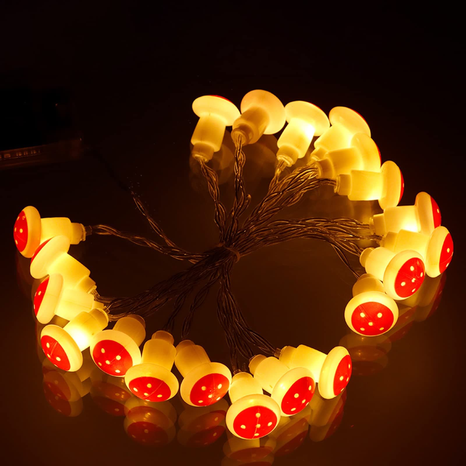 ONEVER 2M 20LED Mushroom String Light Lamp with Battery Box Princess Fairy Lights Mushroom Lamp on Copper Wire for Girls Bedroom Garden Party Decor