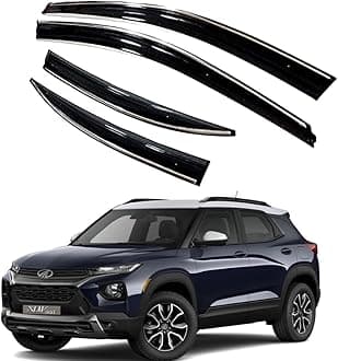 Premium Chromeline & Silverline Unbreakable Car Rear Window Wind Deflectors & Side Door Visor Rain Guard Compatible with (Mahindra XUV 3OO (2024 Onwards))