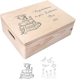 Creative Deco Personalised Souvenir Box Graduation Box | Custom Keepsake Boxes | Multi-Design | Customised Wooden Storage Box with Hinged Lid