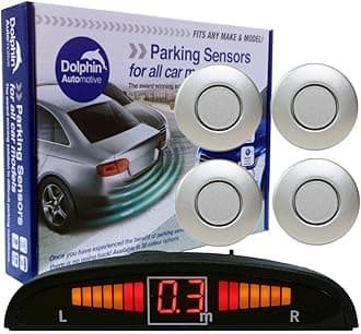 Dolphin Automotive DPS450 Reverse Parking Sensors In 32 Colours 4 Ultrasonic Radar Sensors Kit Audio & Display Alert System - Silver