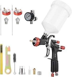 TOOLS R500 LVLP Air Spray Gun with 1.3/1.5/1.7mm Nozzles & Air Regulator, A610 Paint Guns Automotive, Car Paint Gun Sprayer, Paint Gun for House Painting, Car, Furniture, Varnish and Top Coat