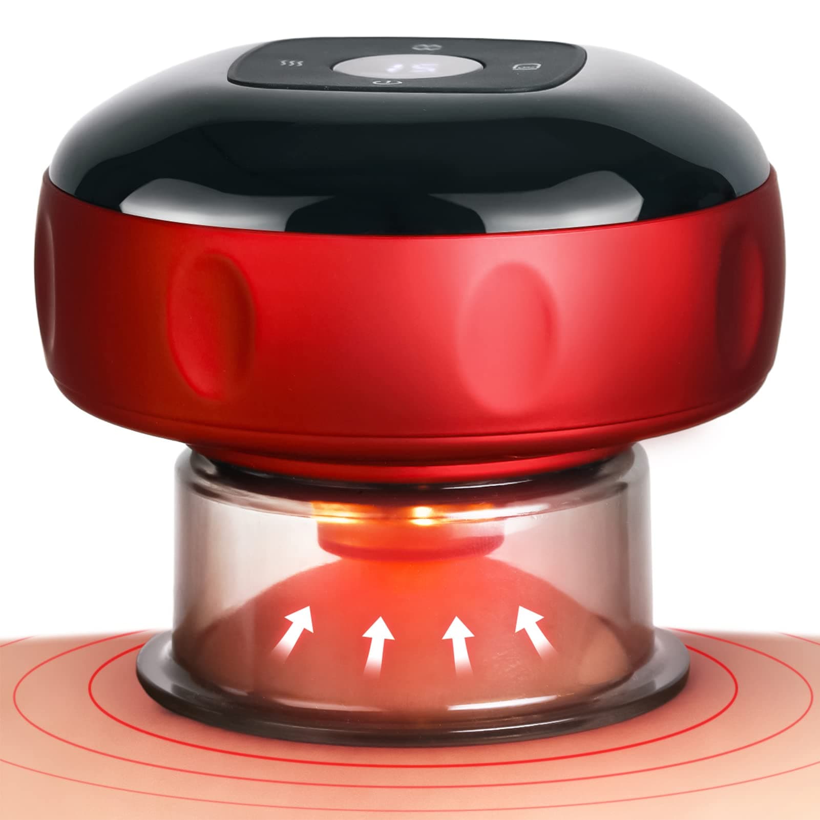 5-in-1 Smart Dynamic Cupping Set with 20-Level Heat & Suction, Cupping Kit for Massage, Electric Cupping Device for Back & Body Relax (Red)