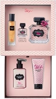Victoria's Secret Perfume For Women 5 Piece Gift Set 3.4 Ounce Eau de Parfum & Velvet Body Cream & Body Wash & Rollerball & Body Lotion (Tease)