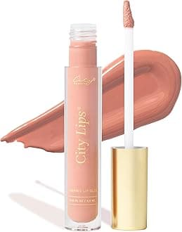 City Lips Plumping Lip Gloss Pink Nude - High-Shine Gloss for Fuller, Younger-Looking Lips | Hydrating & Smoothing Lip Treatment Hyaluronic Acid