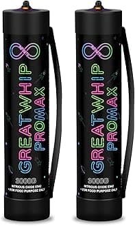GreatWhip Whipped Cream Chargers, 4.4L Tanks, 3000g Whip Cream Charger Cylinder, 2 Cylinder