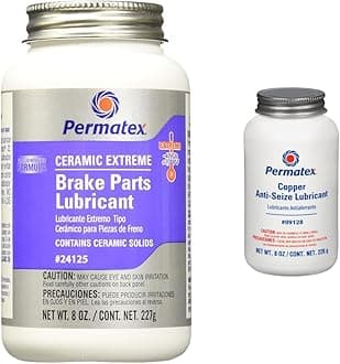 Permatex 24125 Ceramic Extreme Brake Parts Lubricant, 8 oz., Pack of 1 & 09128 Copper Anti-Seize Lubricant, 8 oz.
