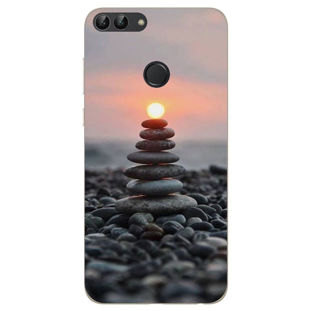 HUAWEI P Smart/Voadafone P Smart, FIG-LX1 case [with free stylus], luxury Anti-Scratch Fingerprint Shock Proof Gel TPU Soft Cover case Skin for HUAWEI P Smart/Voadafone P Smart, FIG-LX1 (balance stone design)