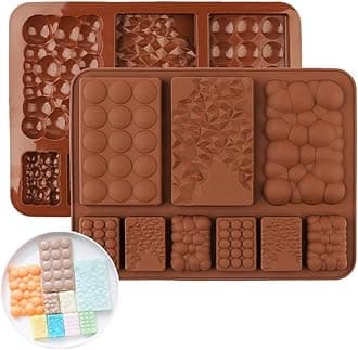 Skytail 9 in 1 Cavities Multi Silicone Chocolate bar Mould/Chocolate Making and Shaping Mould/Waffle Shape (Bubble, Dotted and Origami Zig zag Spike) Chocolate Mould for Jelly, Candy, Fondant etc.