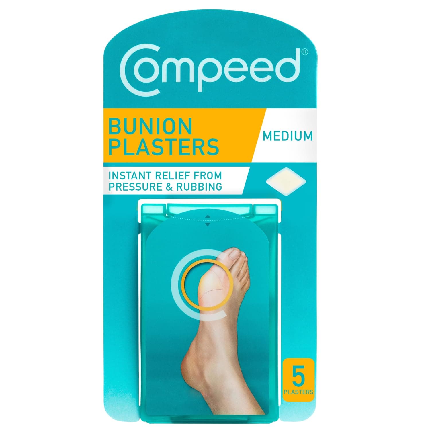 Compeed Bunion Plasters – Medium, 5 Plasters (1 Pack) | Instant Pain Relief & Protection for Bunion Discomfort, Flexible & Cushioned