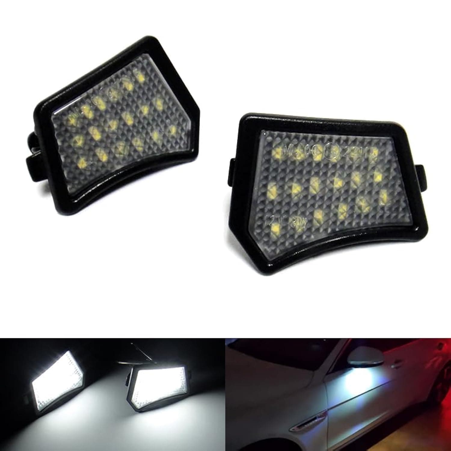 – RZG 2x LED Side View Mirror Puddle Light White Canbus For XE X760 XF X250 X260 XJ X350 X351 XK XKR X150