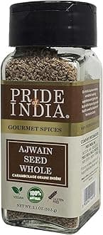 Pride of India – Ajwain Seed Whole – Gourmet Carom Seeds – Flavoring Agent for Savory Dishes – Aromatic & Nutrient-Dense – Easy to Use – 2.1 oz. Dual Sifter Bottle