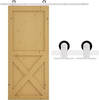 HOMCOM 6' Rustic Interior Sliding Barn Door Mounting Hardware Kit, White