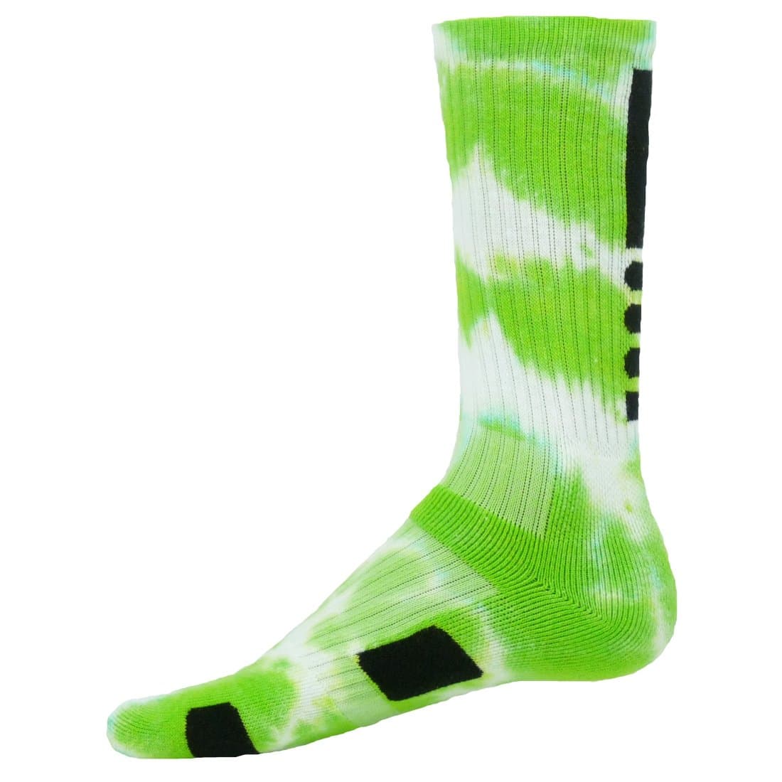 Max Tie Dye Athletic Crew Socks (Medium, Neon Green/White)