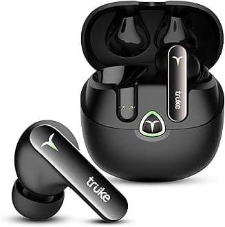 - truke New Launch BTG Flex True Wireless in Ear Earbuds, Dual Pairing Ear Buds, 40ms Low Latency Gaming Mode, 60H Playtime Fast Charging, HiFi DSP Sound, Quad-Mic ENC, 13mm Driver,Bluetooth 5.4(Black)