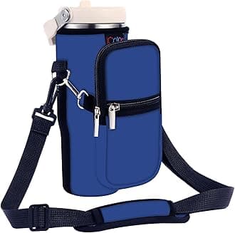 icolor Water Bottle Carrier Bag for Stanley IceFlow Flip Straw Tumbler 20/30oz Stanley IceFlow Mug Carrying Holder Neoprene Sleeve Stanley Cup Accessories Pouch Crossbody Sling for Travel Fitness