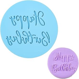 Crethinkaty Happy Birthday Fondant Embosser 3D Design Cookie Stamp for Baking Cookies,Decorating Cake/Sugar Paste/Cupcake