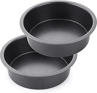 Round Cake Pan Set for Baking, 8 Inch, Nonstick Deeper Circle Cake Pans with Wider Grips, 2 Pieces Layer Cake Tin, Cheesecake Mold, Huty Duty, Dishwasher Safe - Grey