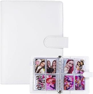 A5 Kpop Photocard Binder with 30 Pack 4-Pocket Card Pages, 6 Ring A5 Binder Card Collector Album with 240 Card Slots,PU Leather Binder Cover with Magnetic Buckle Closure for Organizing Trading Card