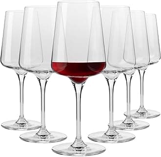 Krosno Red Wine Glasses | Elegant Design | Set of 6 | 500 ml | Infinity Collection | Ideal for Home, Restaurants and Receptions | Dishwasher Safe | Lead-Free Crystal Glass