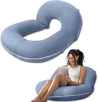 INSEN Reading Pillow, Back Pillow for Sitting in Bed and Couch, Gaming Pillow for Adults, Sit Up Support for Bed (Cooling Tencel-Blue, Basic)