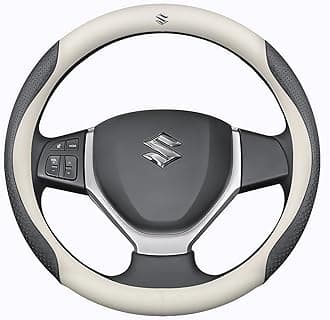 Leather Steering Wheel Cover for Suzuki Jimny 5 Doors 2023 2024 2025, Steering Wheel Protector, Vehicle Steering Wheel Decor, Car Steering Wrap, Car Steering Grip, Car Accessory,White-Black