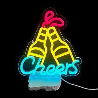 Cheers Beer Neon Sign for Man Cave Home Wall Decor Bar Pub Led Light Sign Garage Club Restaurant Coffee Shop Business Store Bistro Display Kitchen Bedroom Birthday Party Gift 5V USB