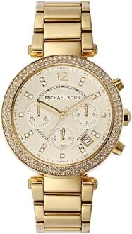 Michael Kors Parker Women's Watch, Stainless Steel and Pavé Crystal Watch for Women with Steel, Leather, or Silicone Band