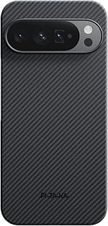 pitaka for Pixel 10 / Pixel 10 Pro 6.3”, Ultra-Slim Pixel 10 Pro Case with Caseless Touch Feeling, 600D Aramid Fiber Woven, Black/Grey(Twill)