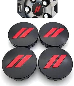4 PCS Car Tire Hub Center Cap, 2.48" ABS Snap-on Dust and Rust Protection Cover, Stripe Sport Decoration, Compatible with Dodge Challenger Charger Hellcat SRT Chrysler 300C (Red & Black)
