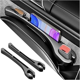 2PCS Car Seat Gap Filler Organizer with Phone Holder,[Upgrade Version] Car Seat Gap Organizer for Prevent Falling,Essential Car Accessories Car Side Seat Gap Filler (Black)