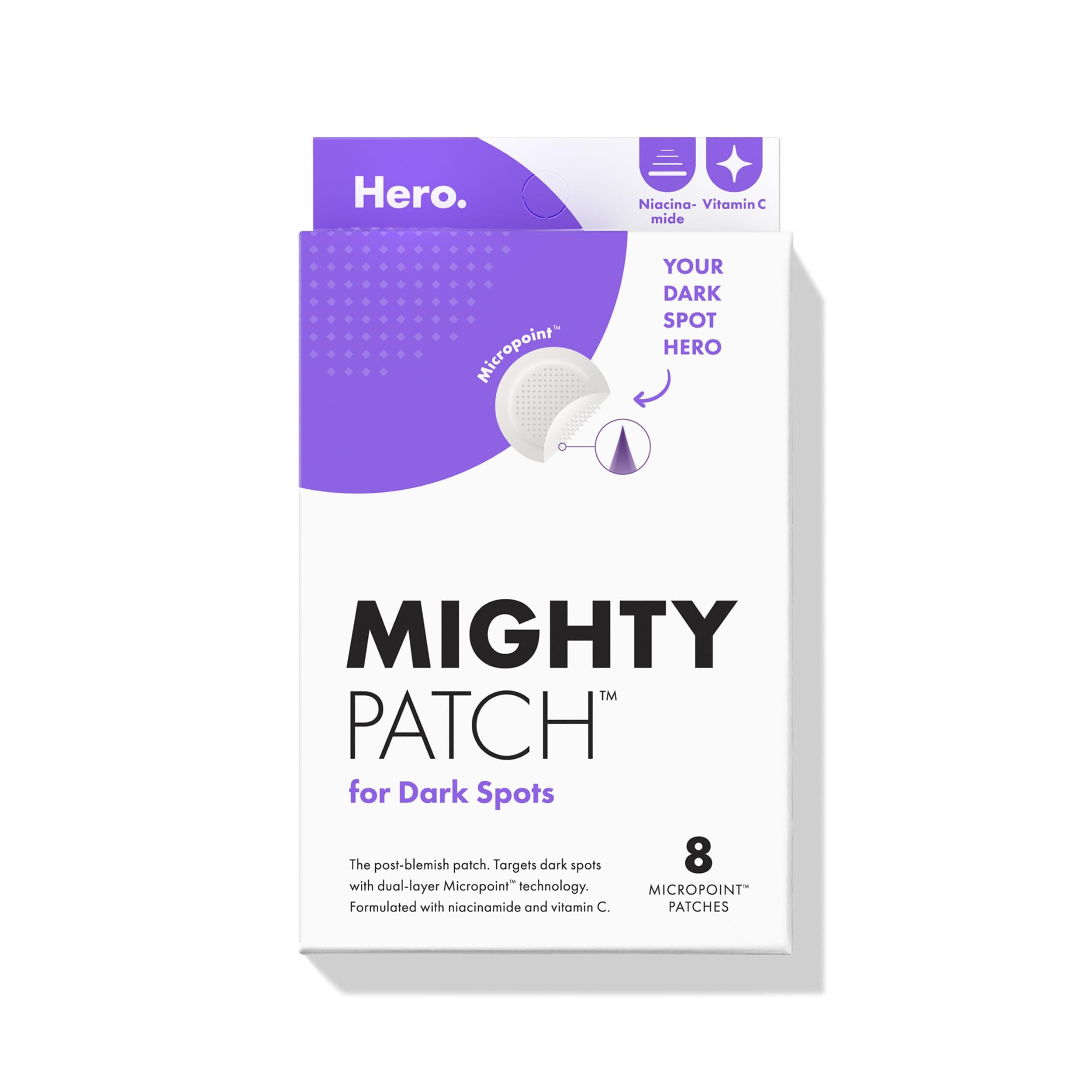 Mighty Patch Hero Cosmetics Micropoint™ for Dark Spots - Post-Blemish Dark Spot Patch with 395 Micropoints, Dermatologist Tested and Non-irritating (8 Count)