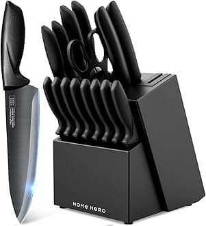 Ultra-Sharp Stainless Steel Kitchen Knife Set - Chef Knives Set (16 pcs Block Set - Black with Block)