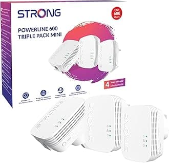 STRONG AV600 Powerline Adapter Kit, HomePlug AV2 Powerline Ethernet Extender, Plug & Play, One-Button Security, Power Saving Mode