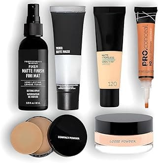 Glowhouse Beauty 6 In 1 Combo Kit Foundation, Primer, Liquid Concealer, Loose Powder, Compact Powder & Makeup Fixer (Setting Spray) Ideal For Face - Complete Set