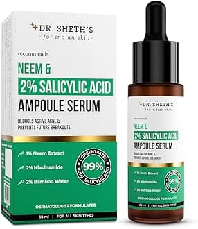 Dr. Sheth's Neem & Salicylic Acid Serum For Active Acne,Blackheads & Open Pores|2% Salicylic Acid & 1% Niacinamide|For Oily & Acne-Prone Skin|Men & Women|30Ml