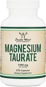 Magnesium Taurate Supplement for Cardiovascular Health to Boost Magnesium Levels (1,500mg per Serving, 210 Vegan Capsules) Non-GMO, Gluten Free, by Double Wood Supplements