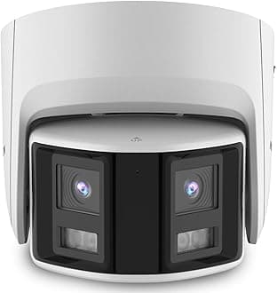Real HD Acusense 6MP デュアルレンズ Poe IP セキュリティカメラ 屋外 180度 パノラマ広角 プラグアンドプレイ Hik Vision NVR 96フィート IR IP67 内蔵MicroSDスロット付き Blue Iris