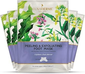 LuxaDerme Peeling and Exfoliating Foot Mask with Sea Kelp, Thyme and Brassica Campestris, 40ml - Pack of 5
