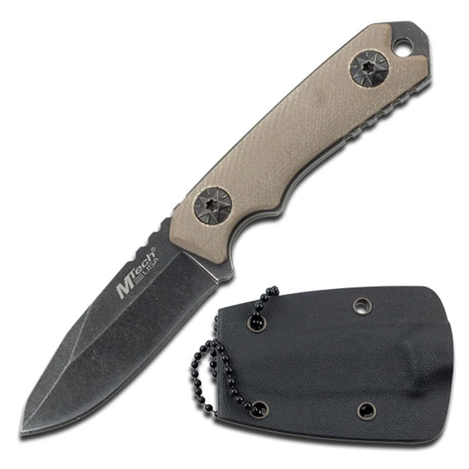 MTech USA MT-20-30 Series Fixed Blade Neck Knife, Drop Point Blade, G10 Handle, 4-3/4-Inch Overall