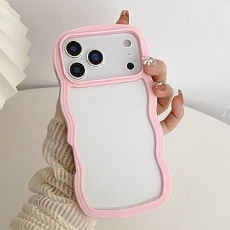 QLTYPRI Compatible with iPhone 17 Pro Case, Cute Curly Wave Frame Clear Case for Girls Women, Transparent Soft Silicone TPU Bumper Shockproof Protective Phone Cover for iPhone 17 Pro - Pink