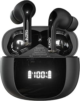 Wireless Earbuds, Bluetooth Headphones 5.3 with LED Power Display Charging Case,True Wireless Earphones Deep Bass Stereo Sound TWS Microphone, IP67Waterproof for Sleep Sport Workout Gam（Black）