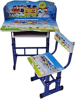 Kid's Education Study Table & Chair with Clock Attached