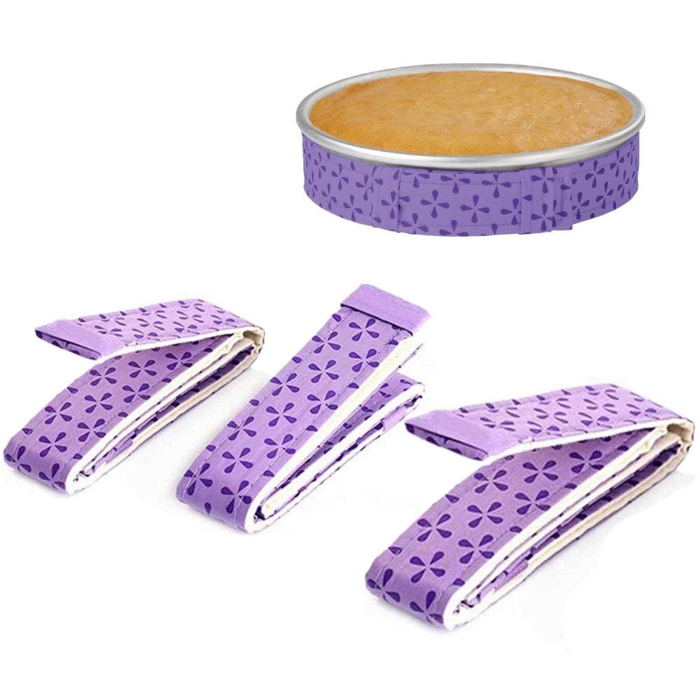 Cake Strip Bake Even Strip 3 pack,Cake Pan Strips,Super Absorbent Thick Cotton Cake Strips for Baking (purple-3pack)