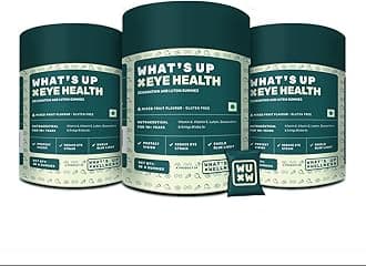 What's Up Wellness Eye Health Gummies To Maintain Eye Health, Zeaxanthin 4Mg Helps Shield Blue Light, Lutein, And Ginkgo Biloba, Pack Of 3-90 Days(90 Gummies)