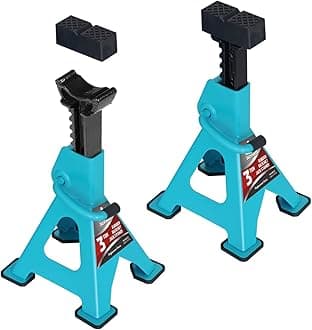 Jack Boss Jack Stands, 3 Ton (6600 LBs) Adjustable Ratchet Car Lifting, Dual Secure Pins, Insulated Rubber Pads for Electric Cars, Automotive, 2 Pack
