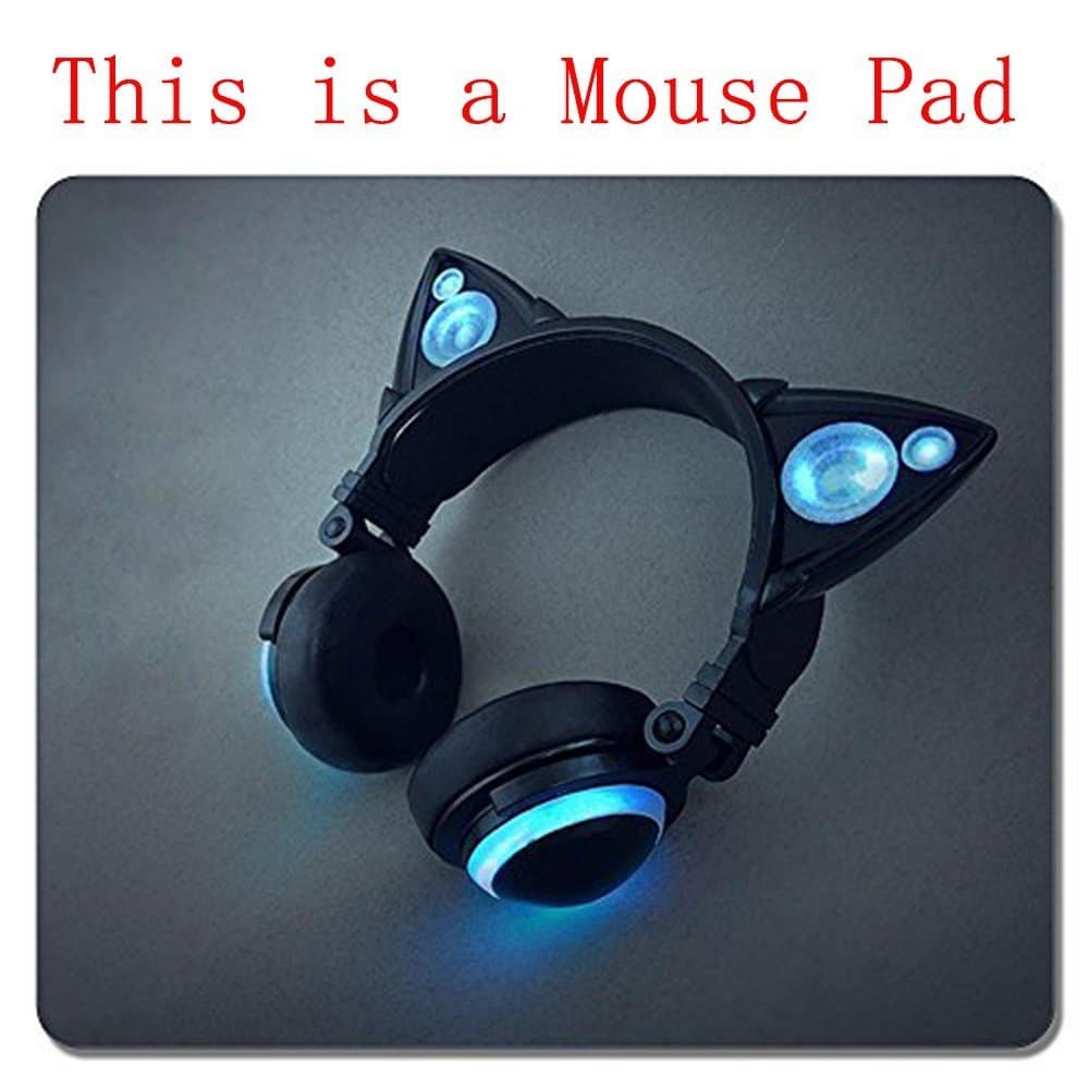 Personalized Top-Quality Textured Surface Water Resistent Mousepad Cat Ear Headphones Customized Non-Slip Gaming Mouse Pads